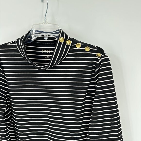 KATE SPADE BROOME STREET dress striped mini ruffle long sleeve black white XXL - Picture 5 of 9